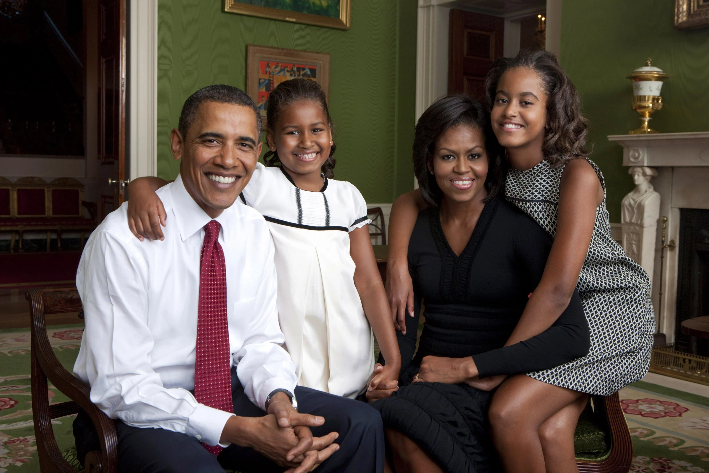 Former US president Barack Obama with his family.