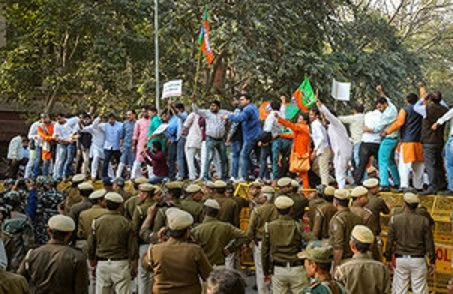 BJP Stages Protest Near Sonia Gandhi’s Residence Seeking Removal Of Pawan Khera From Congress