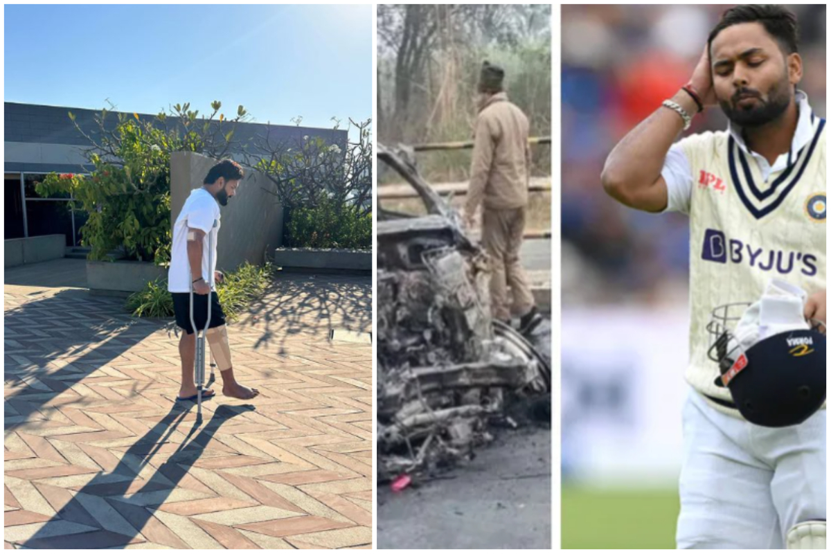 Rishabh Pant posts first picture since car accident, shares photo in crutches
