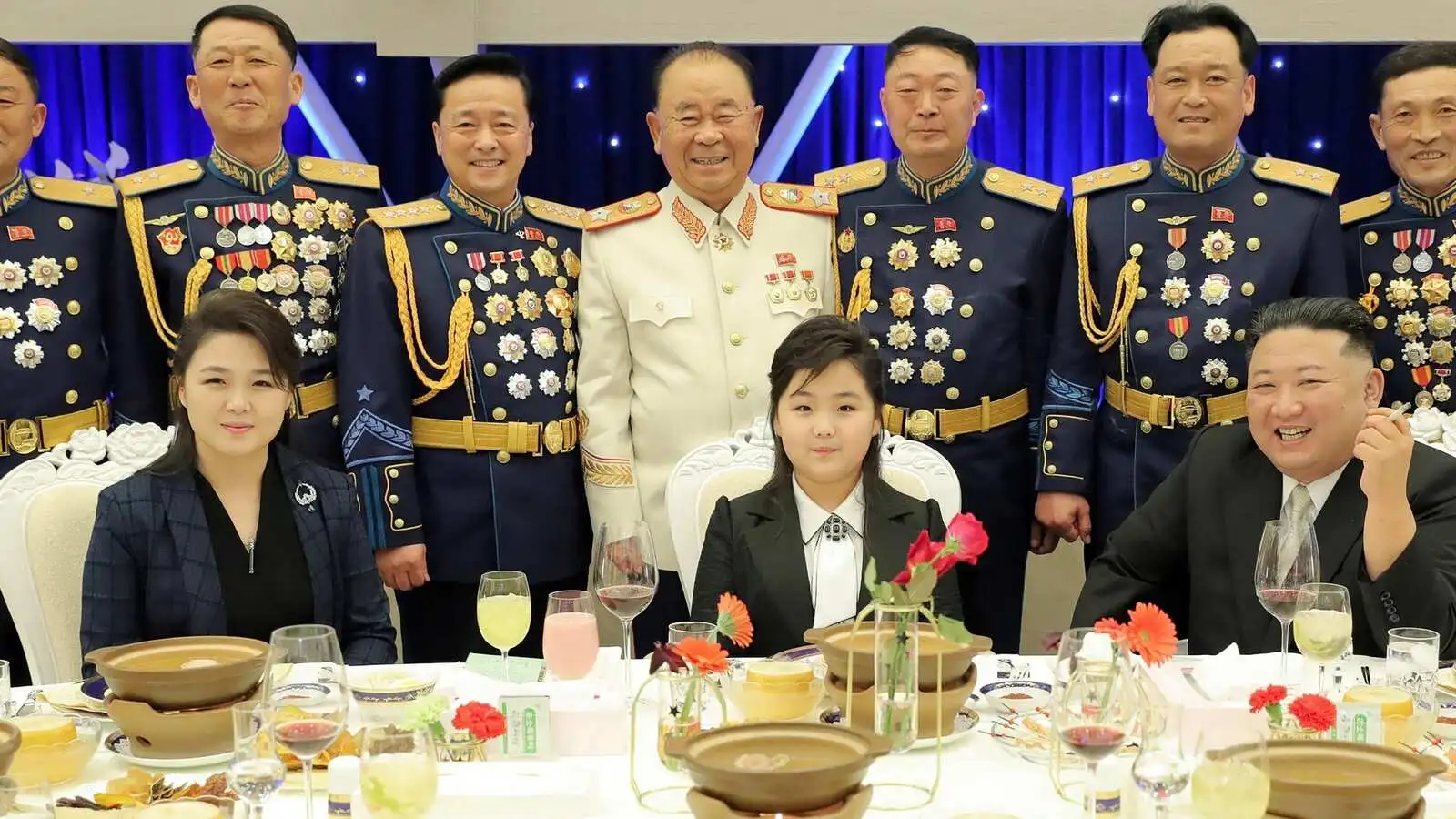 Kim Jong-Un with his wife Ri Sol-Ju and daughter Kim Ju-ae