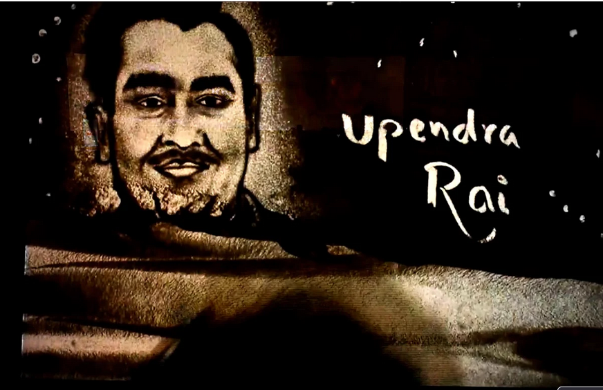 Video: Sand artist engraved biography of senior journalist Upendra Rai on sand