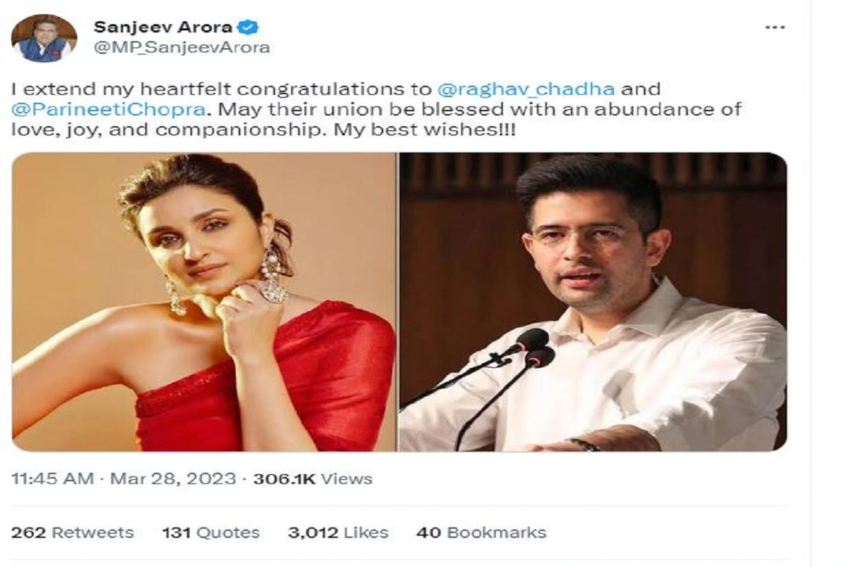Social Media Goes Guessing After AAP MP ‘Sanjeev Arora’ Congratulates Raghav And Parineeti On Their Union