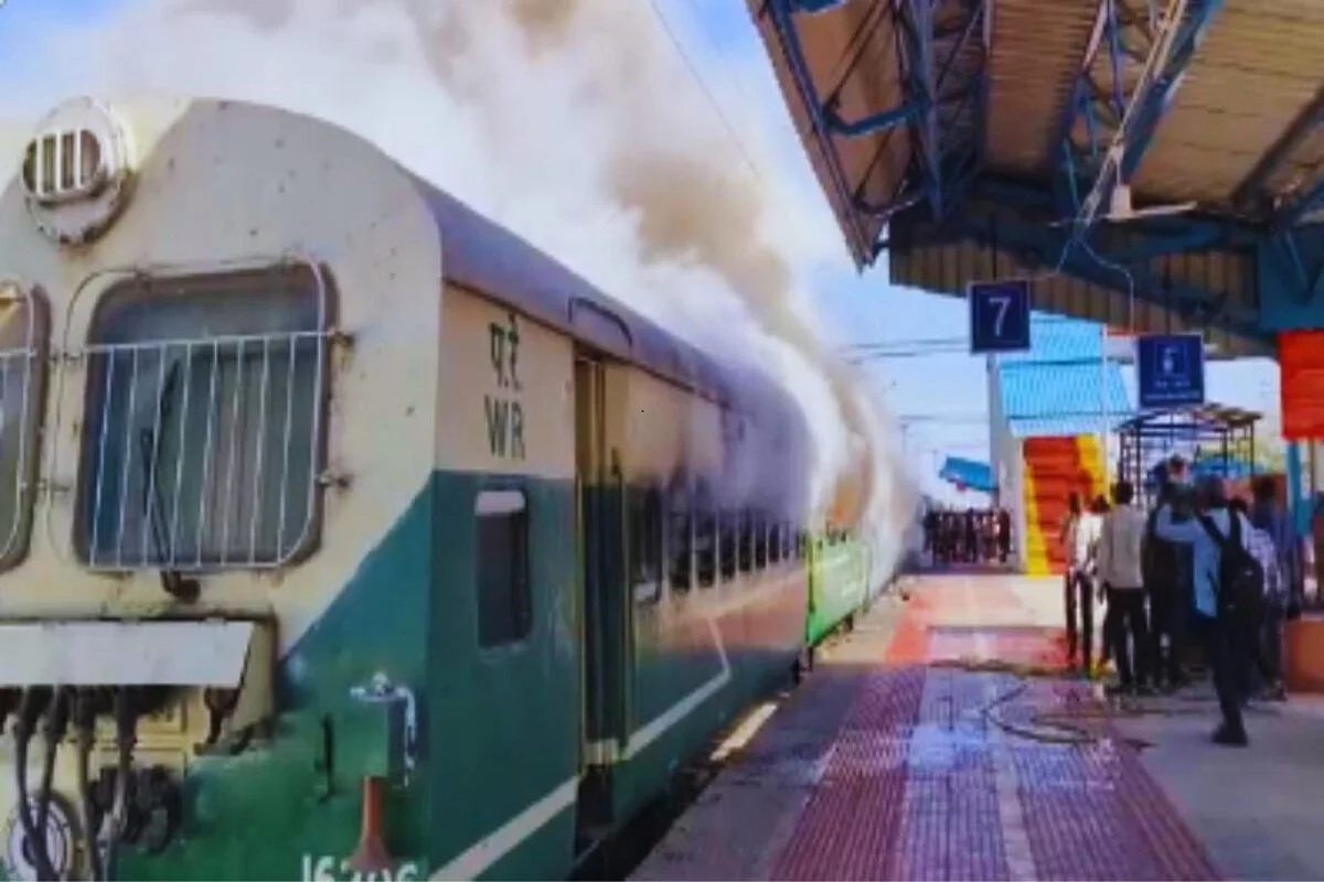 Video | Local Train Catches Fire In Gujarat At Botad Railway Station, No Injuries Reported