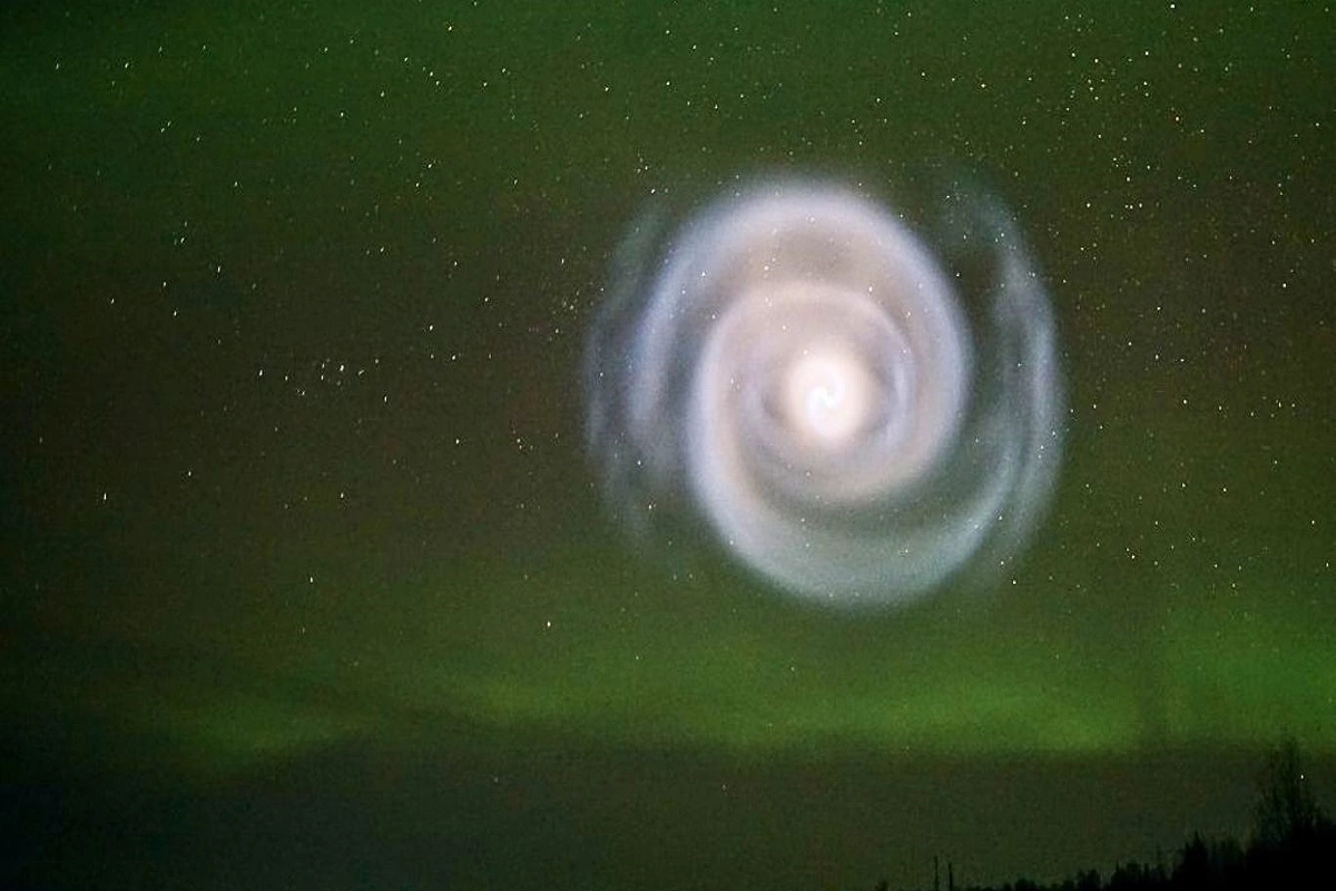 Strange, Glowing Baby Blue Spiral In The Sky Over Alaska