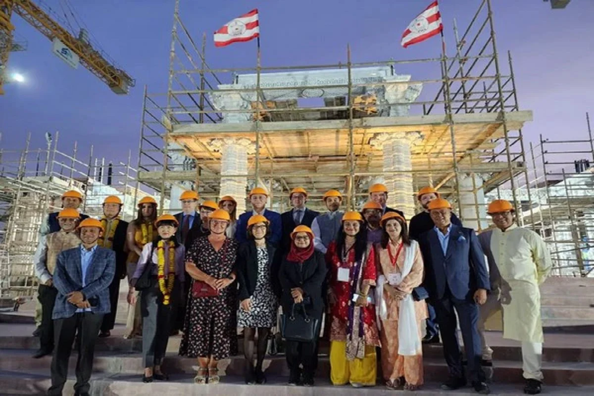 Resident Envoys Visit Under-Construction BAPS Hindu Temple Complex In Abu Dhabi