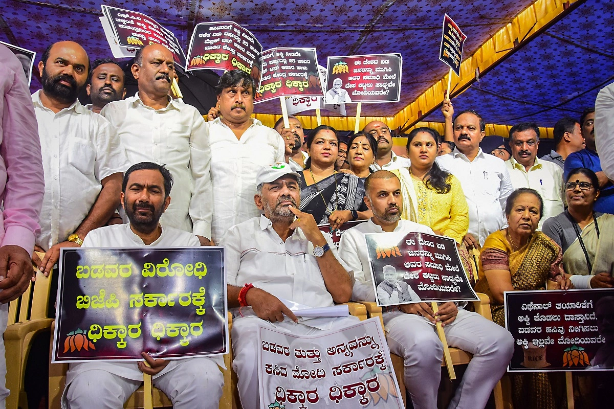 Protest In Karnataka, Congress And BJP Spar Over Rice Supply