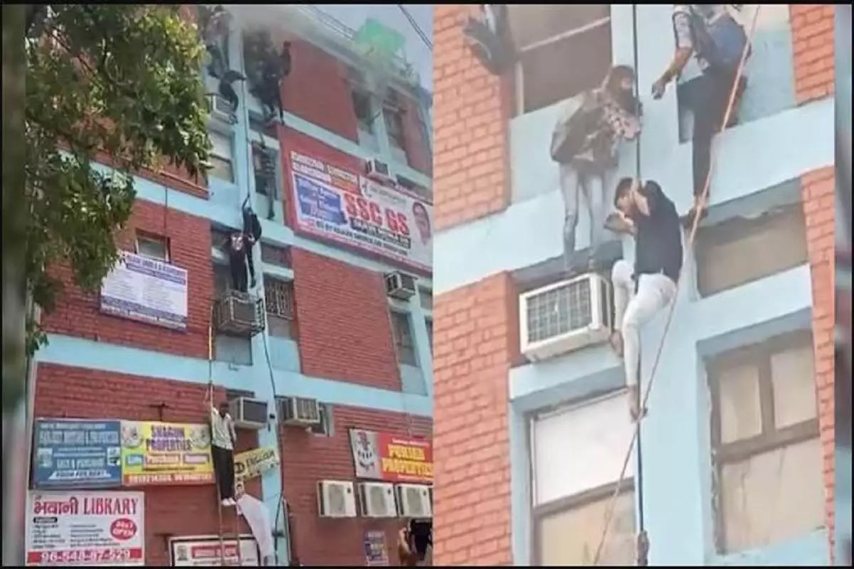 Fire At Delhi Coaching Centre, Students Seen Jumping Out Of Windows