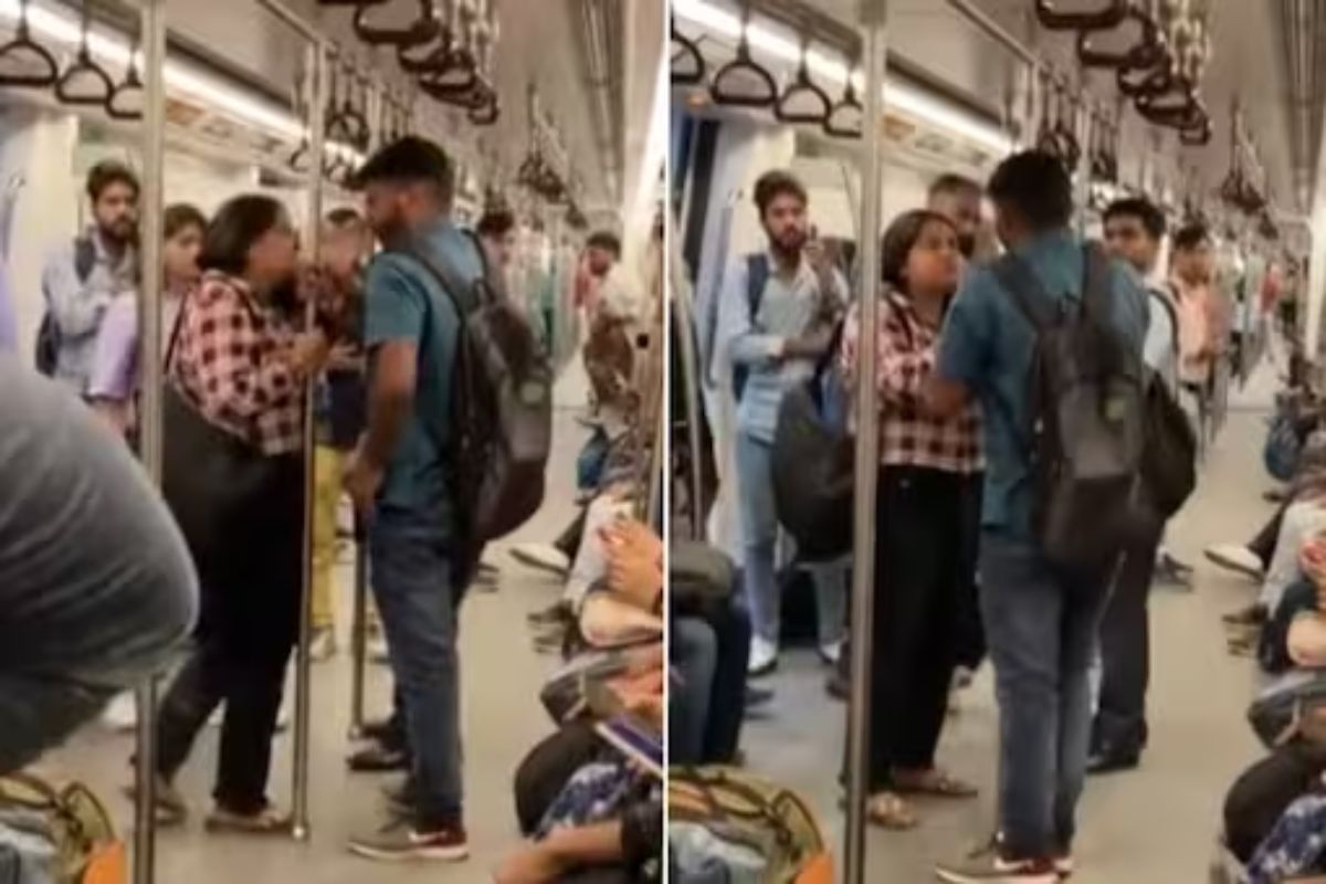 Delhi Metro: Woman Slaps a Man While Others Pay No Heed; Video Goes Viral