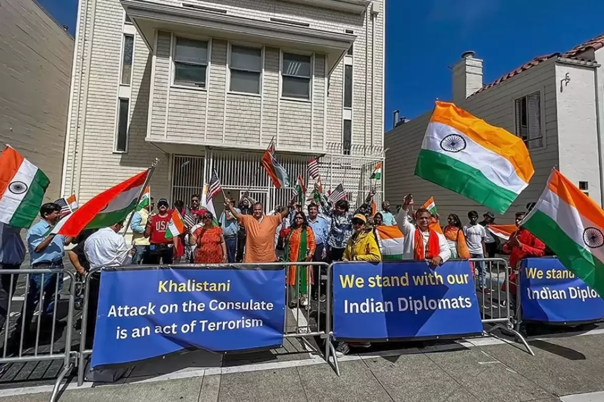 Indian Americans Rally In Support Of India At San Francisco Consulate Following Khalistani Attack