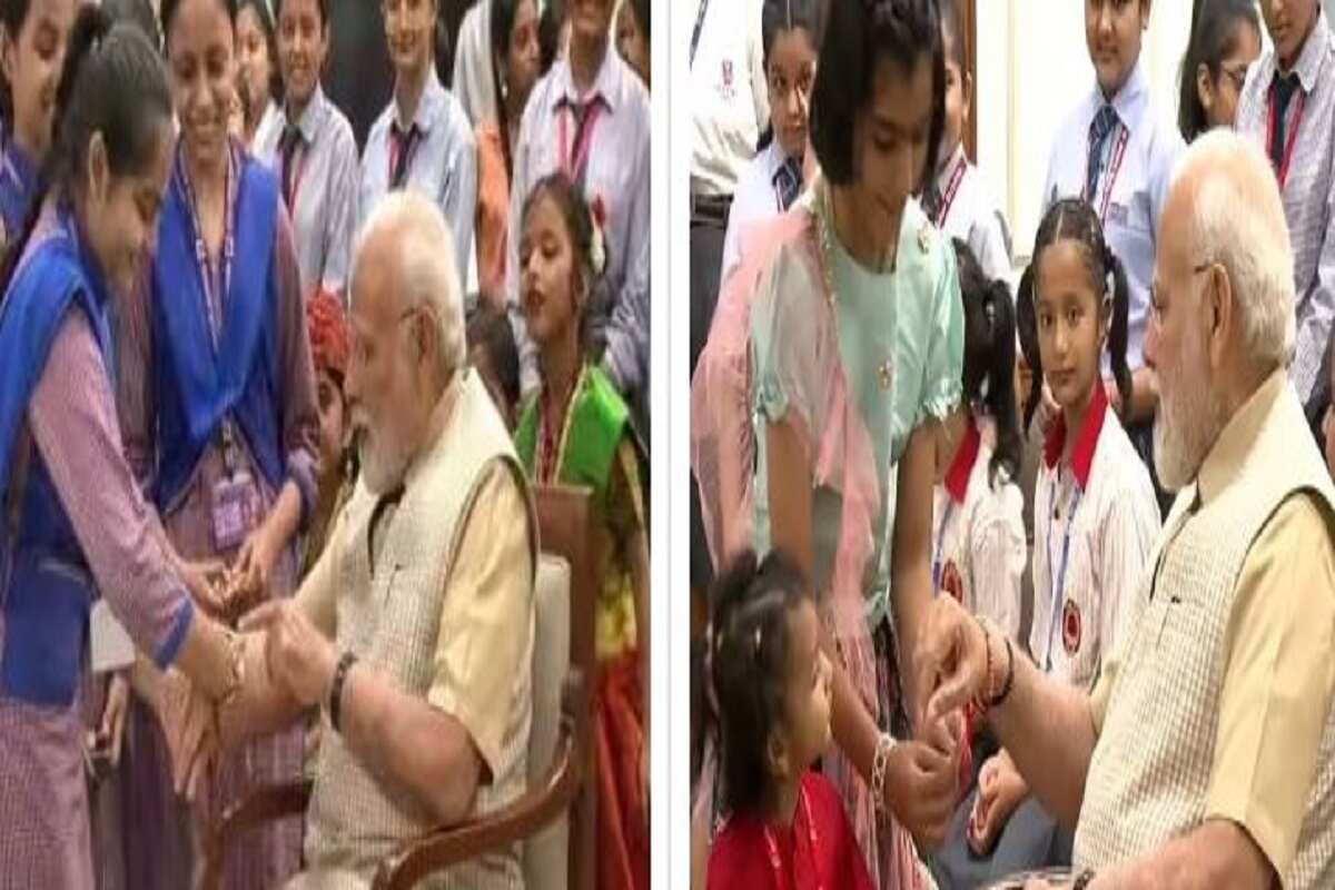 PM Modi Receives Rakhi Wishes From Schoolgirls On Raksha Bandhan