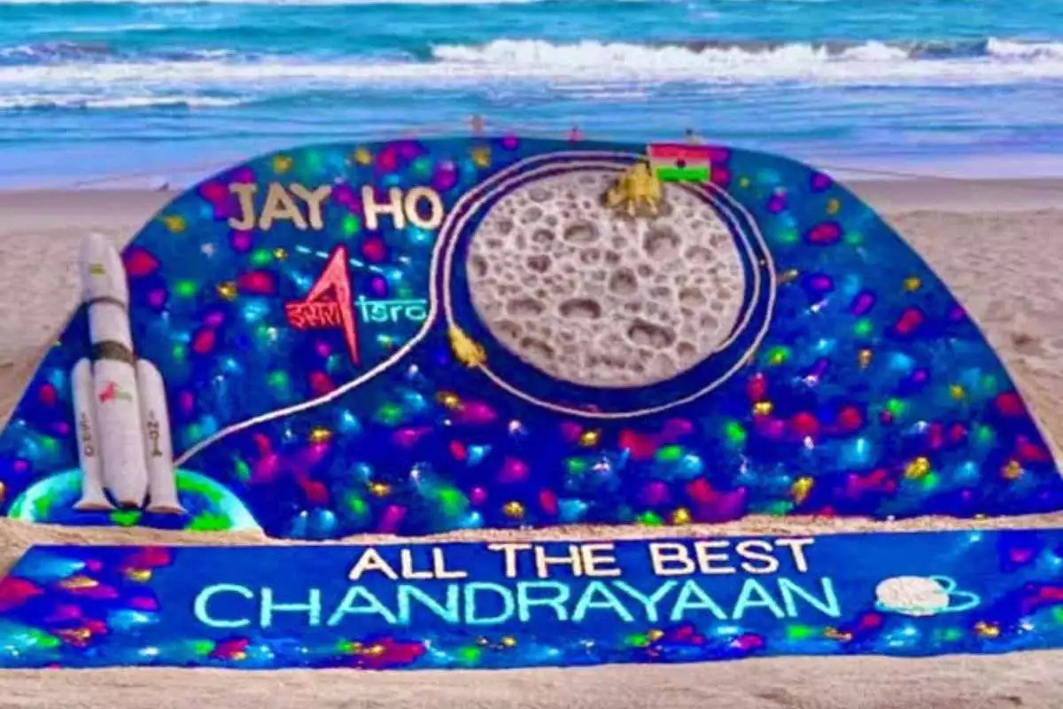 Sand Art Chandrayaan 3