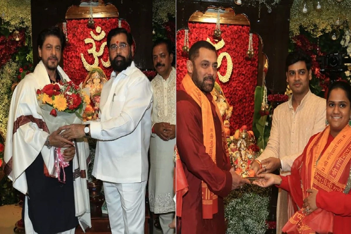 Salman Khan and Shah Rukh Khan Reunite For Ganpati Darshan At CM Eknath Shinde’s Home