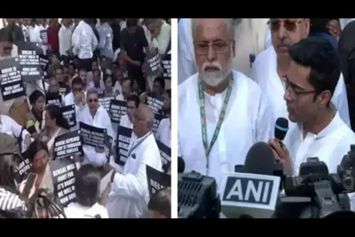 TMC Protests At Rajghat, Demands Centre To Release West Bengal MNREGA Funds