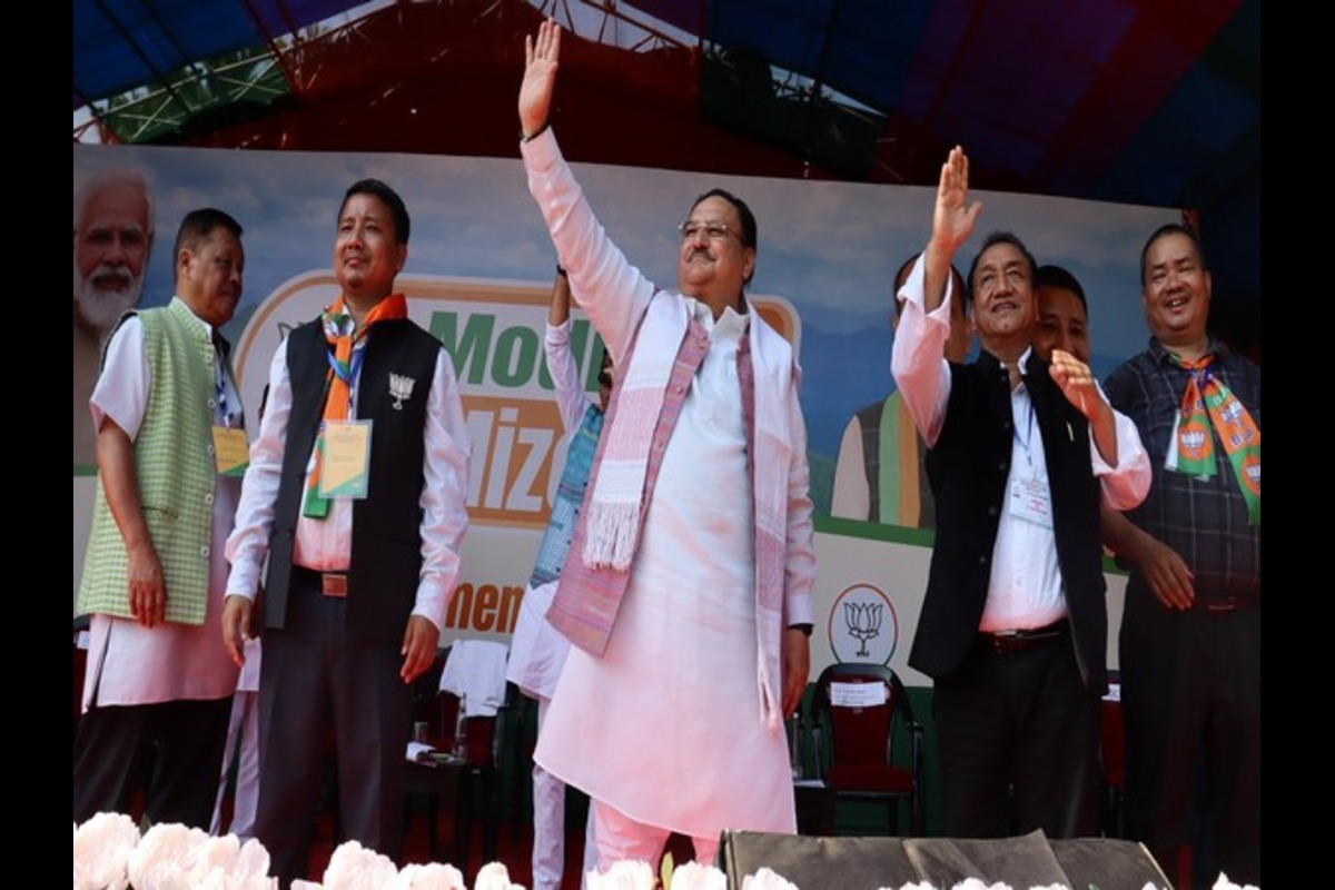 BJP President JP Nadda Addresses Rally For Upcoming Polls In Mizoram