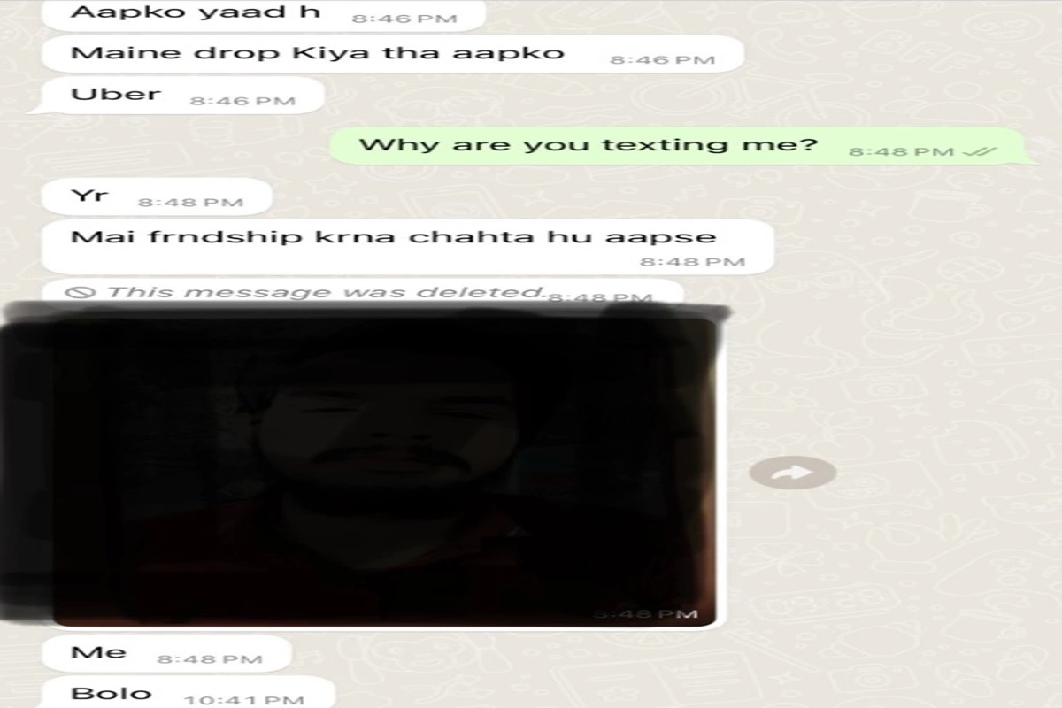 Uber replies to the woman the cab driver texts, “Friendship karna chahta hun”