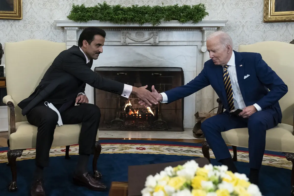 President Joe Biden with Qatar's Emir Sheikh Tamim bin Hamad Al Thani