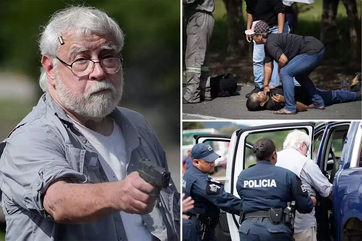 A stunning video shows an American lawyer, 77, shooting two demonstrators dead for obstructing a highway in Panama