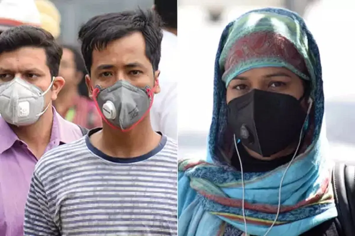 As Noida's AQI declines, some locals are using masks to shield themselves from smog and pollution.