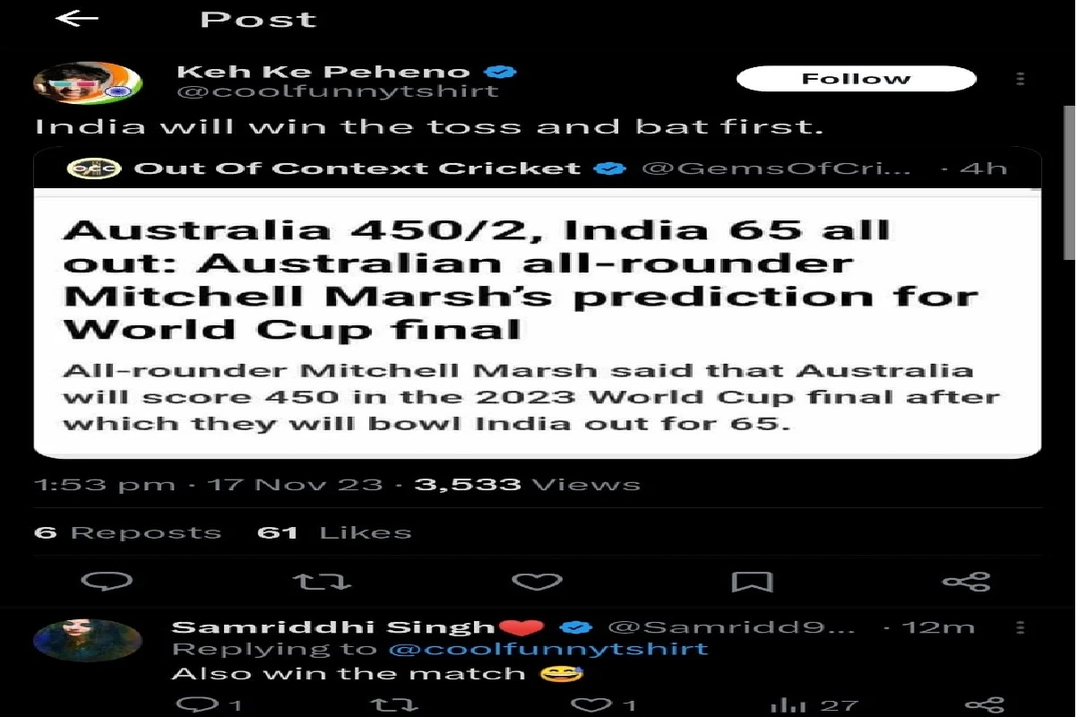 Mitchell Marsh’s prediction for the world cup final goes viral