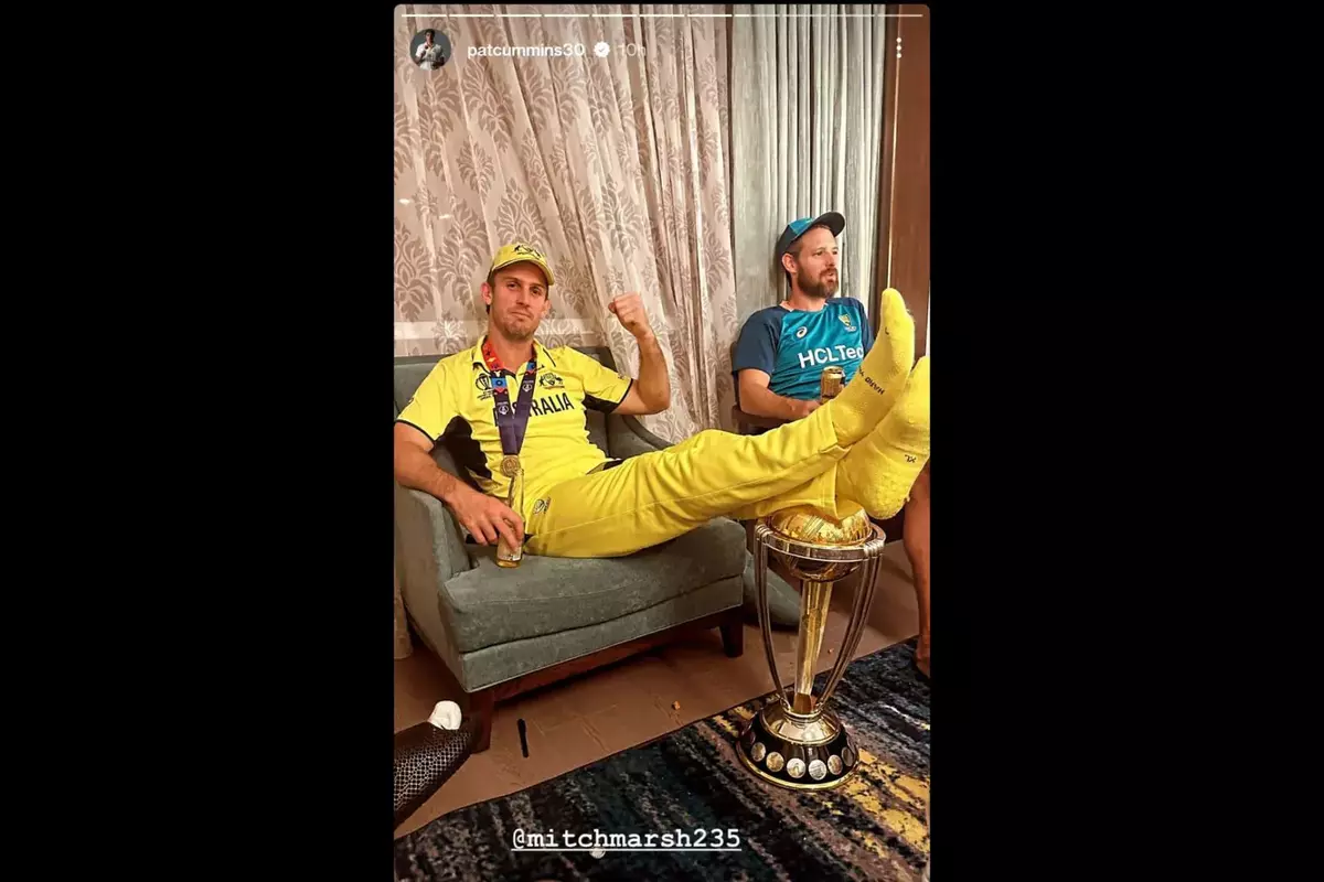 Some criticize Mitchell Marsh for putting his feet up on the World Cup trophy