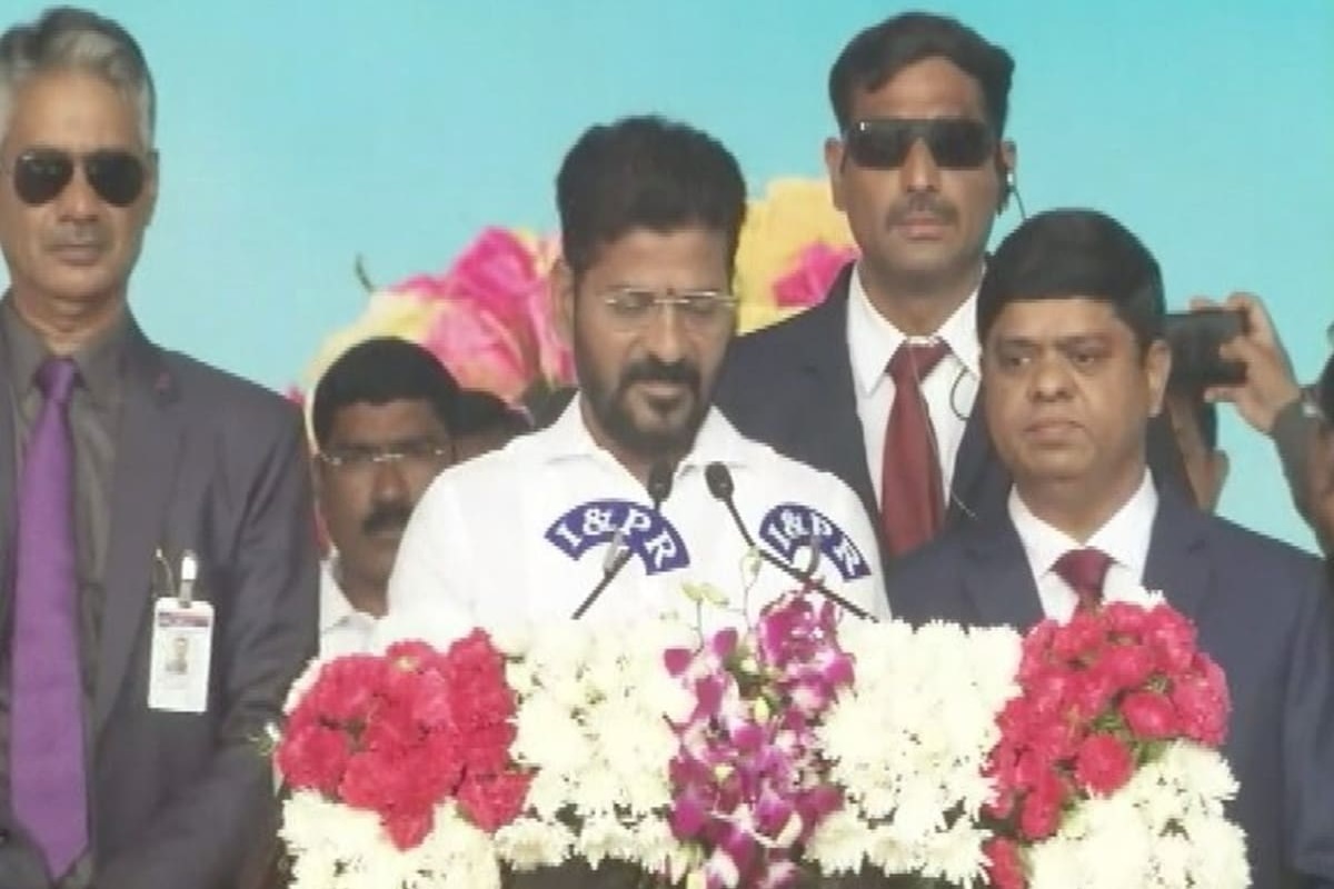 Gandhis appear on stage as Revanth Reddy Takes Oath as the Chief Minister of Telangana