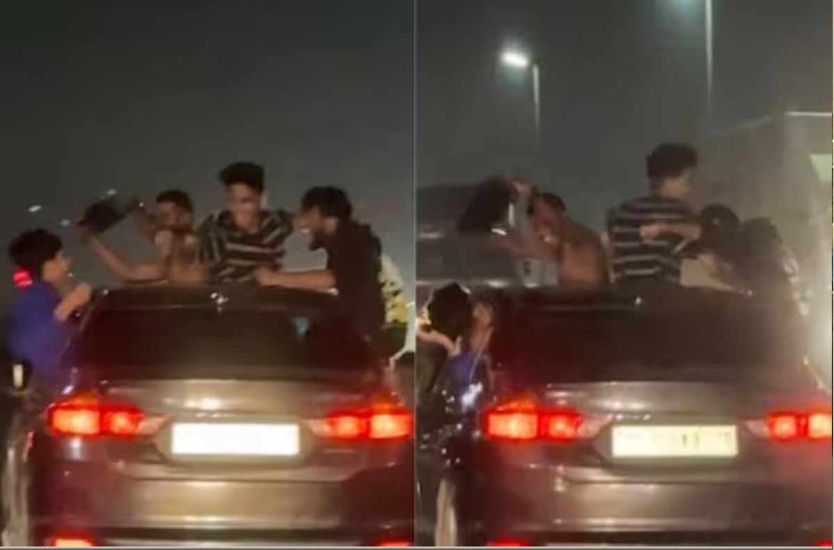 Watch: 4 Bengaluru men hang out of moving car and dance, arrested for dangerous driving