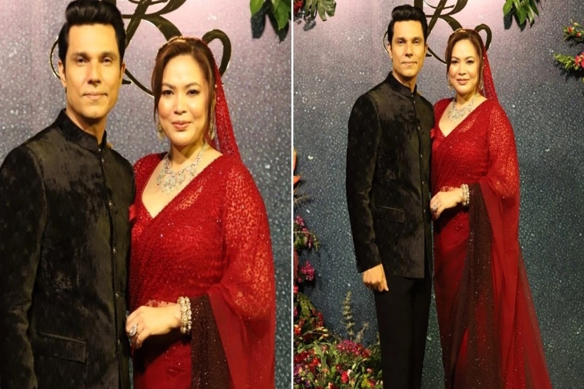 Newlyweds Randeep Hooda and Lin Laishram Radiate Elegance at Mumbai Wedding Reception
