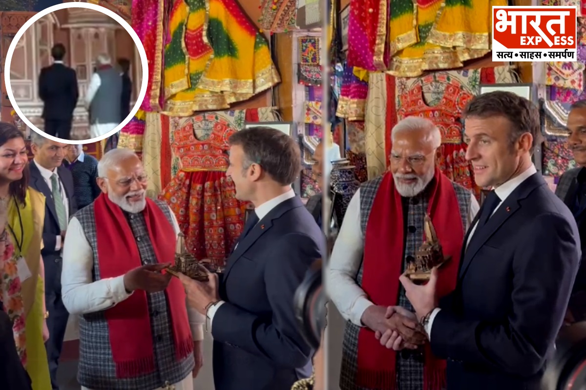 PM Modi Presents Replica of Ram Mandir to French President Macron in Jaipur