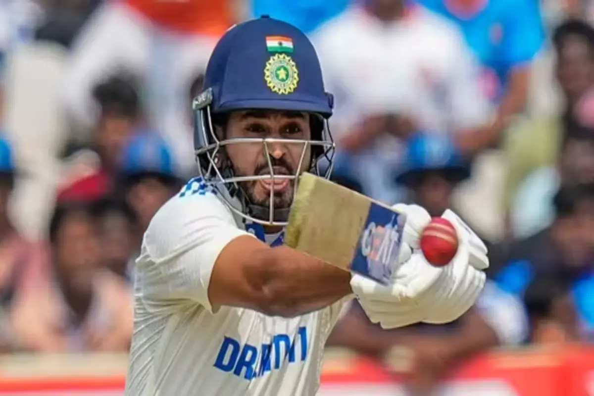 India's batter Shreyas Iyer plays a shot