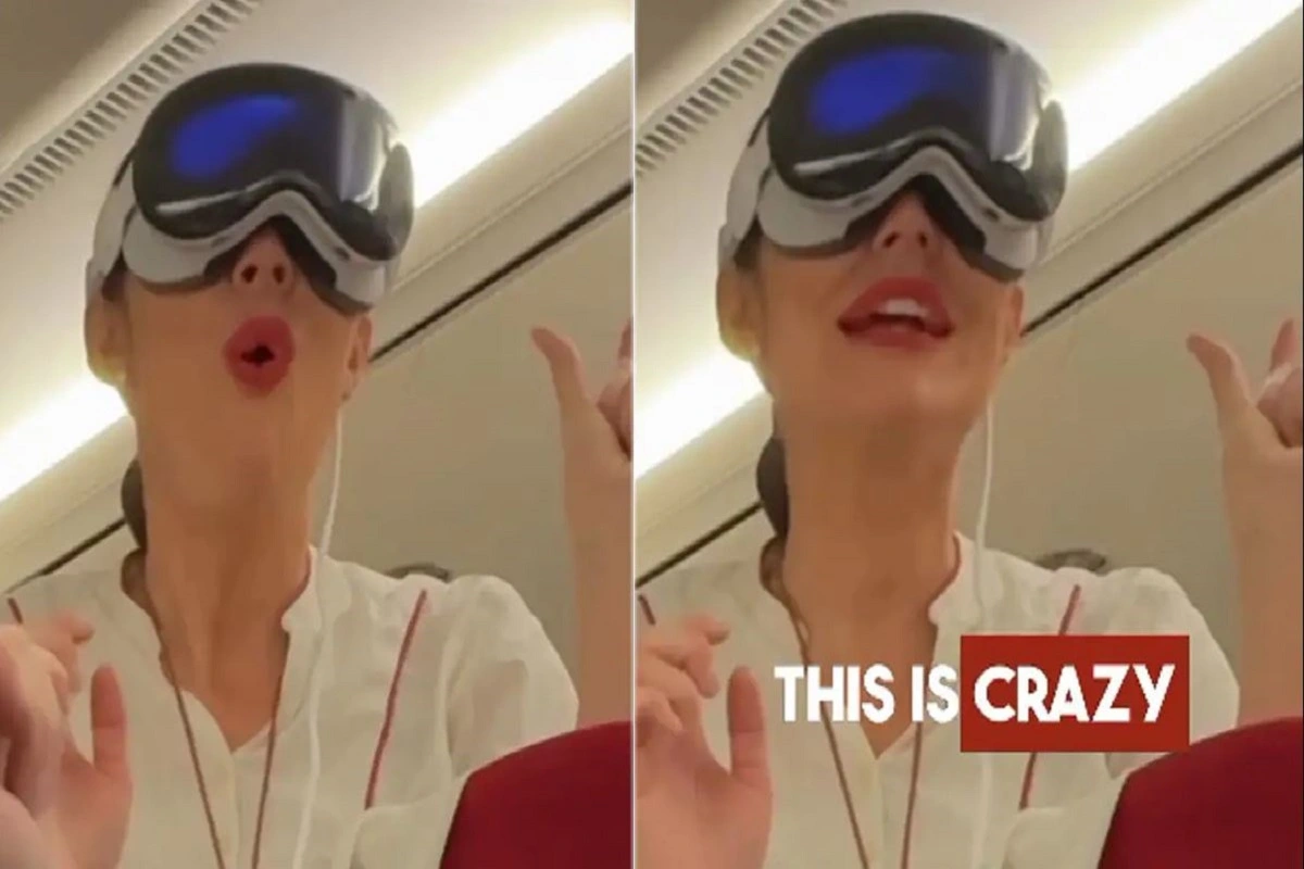 Emirates Air Hostess Goes Viral Trying Apple Vision Pro, Social Media Buzzes with Excitement!