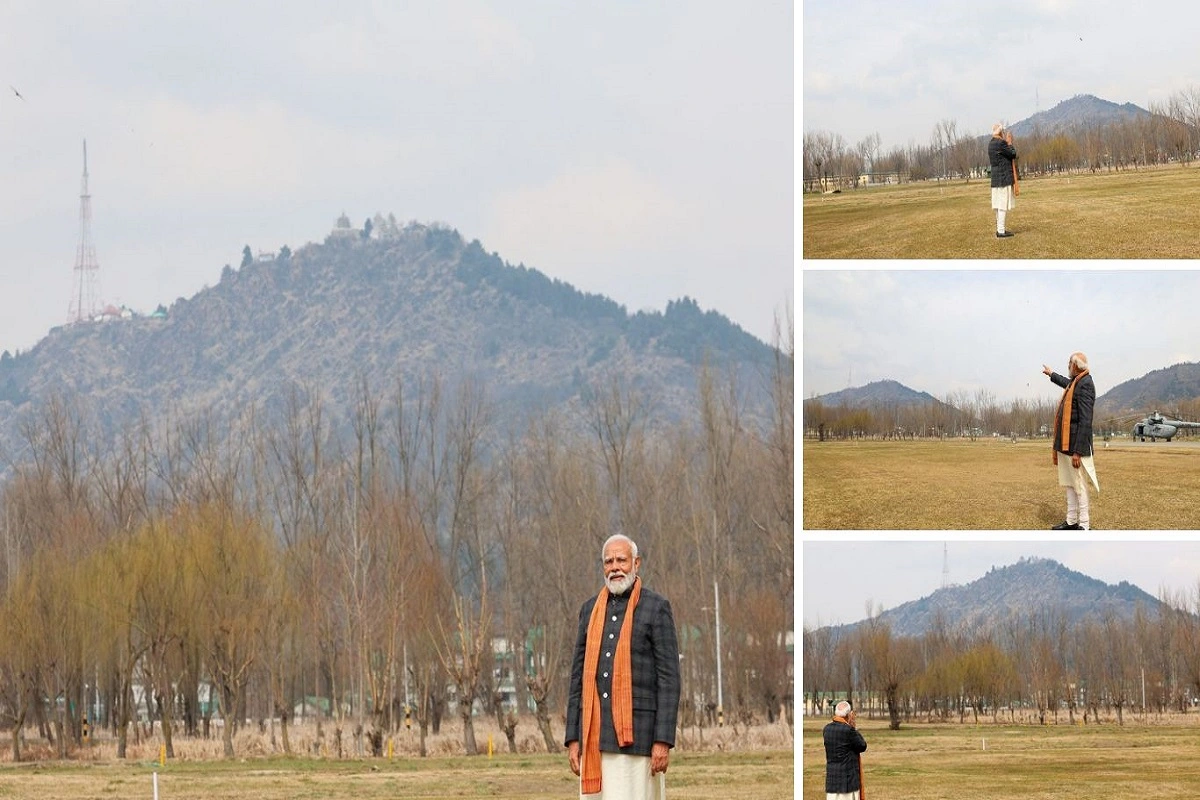 Prime Minister Modi’s Spiritual Pause, Halts at Shankaracharya Hill En Route to Srinagar