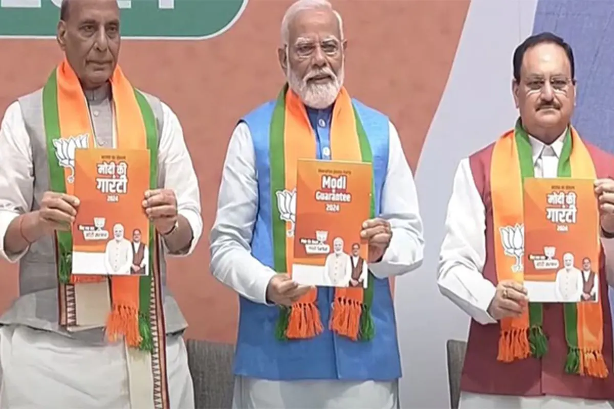 BJP releases poll manifesto for Lok Sabha elections in presemce of PM Narendra Modi
