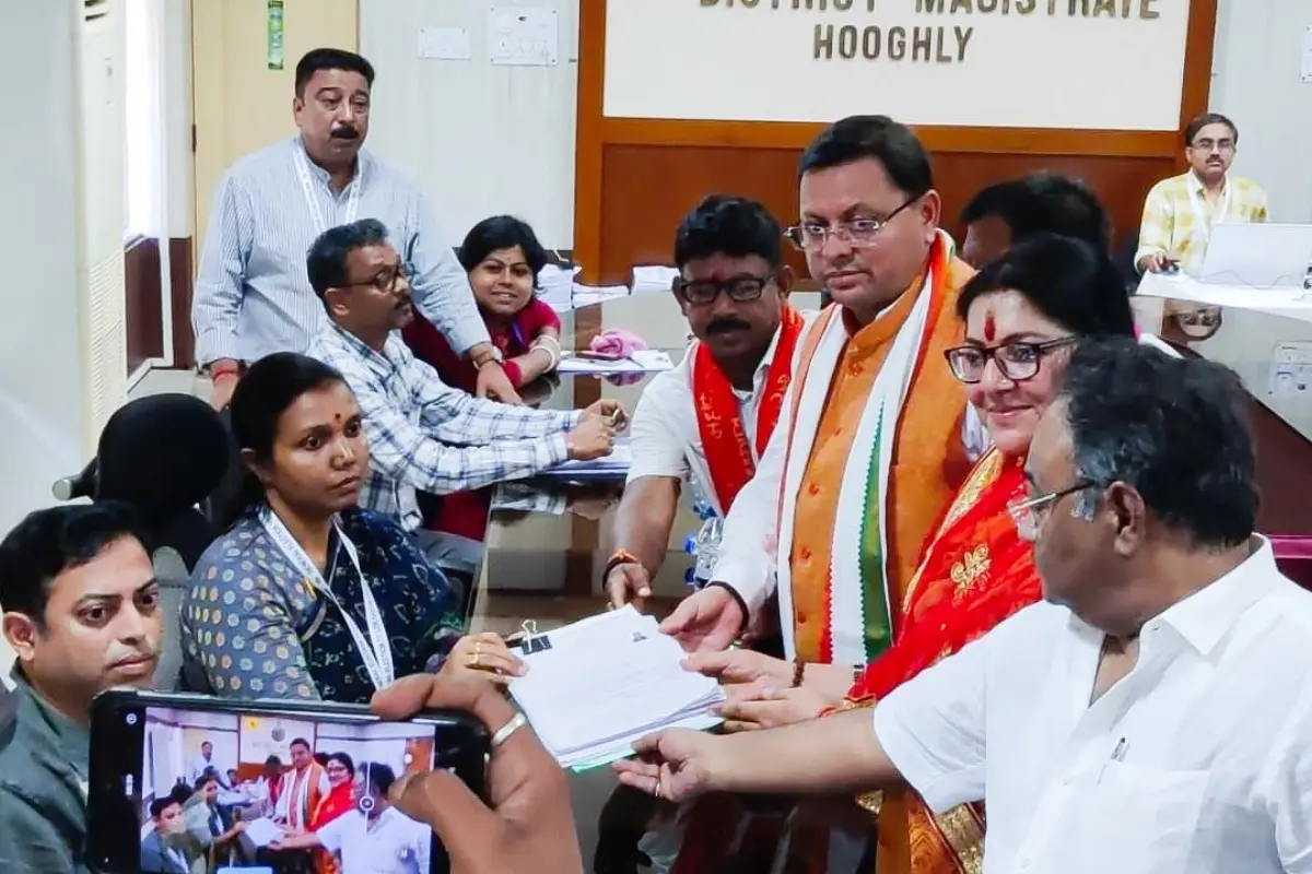 Uttarakhand CM Supports Locket Chatterjee During Nomination Filing