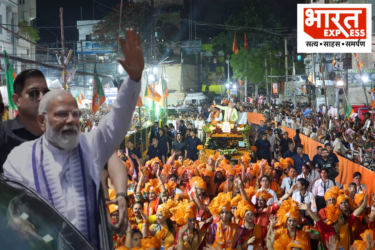 PM Modi Leads Historic 2KM Road Show in Patna, Joined by CM Nitish Kumar on Saffron Chariot