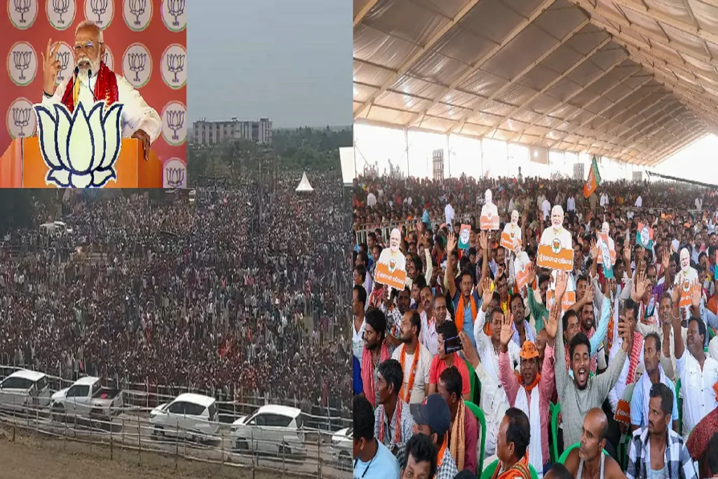 Modi Reaches Odisha, Huge Crowd Gatheres To Listen PM; Pandal Packed