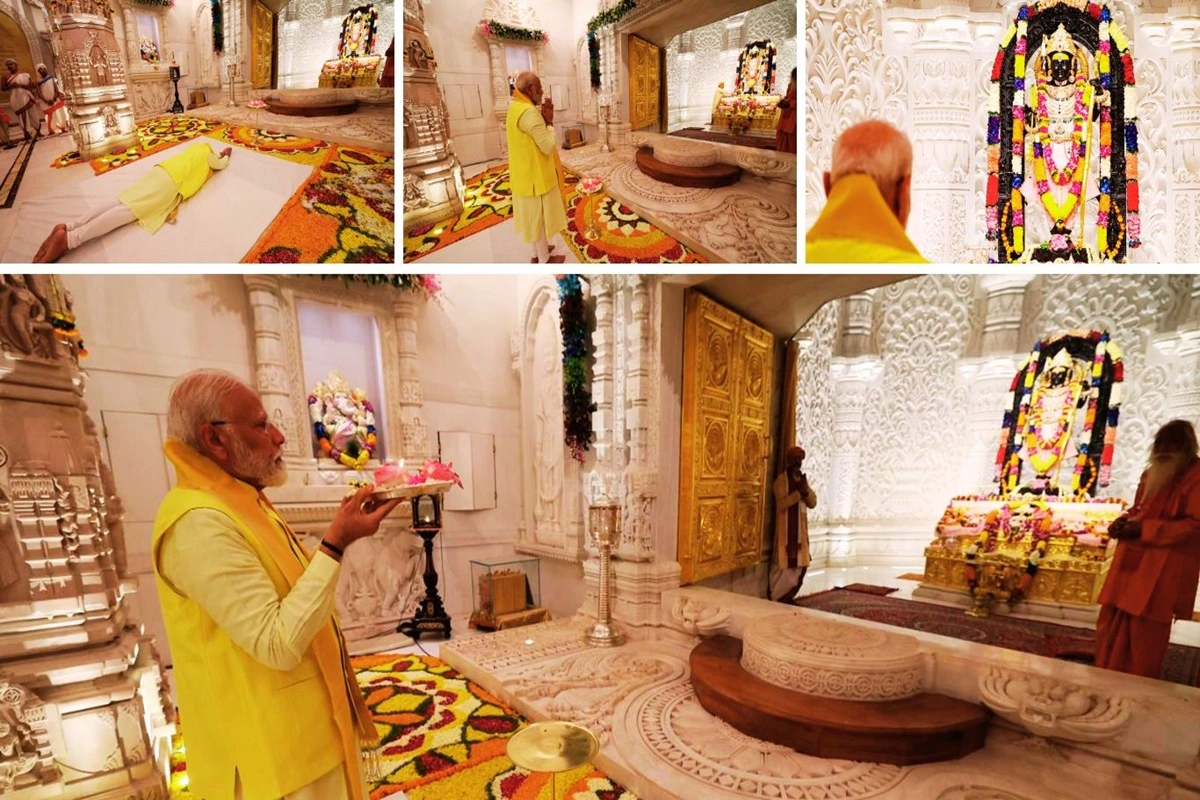 PM Modi Offers Prayers at Ayodhya’s Ram Temple, Embark Roadshow Along ‘Ram Path’