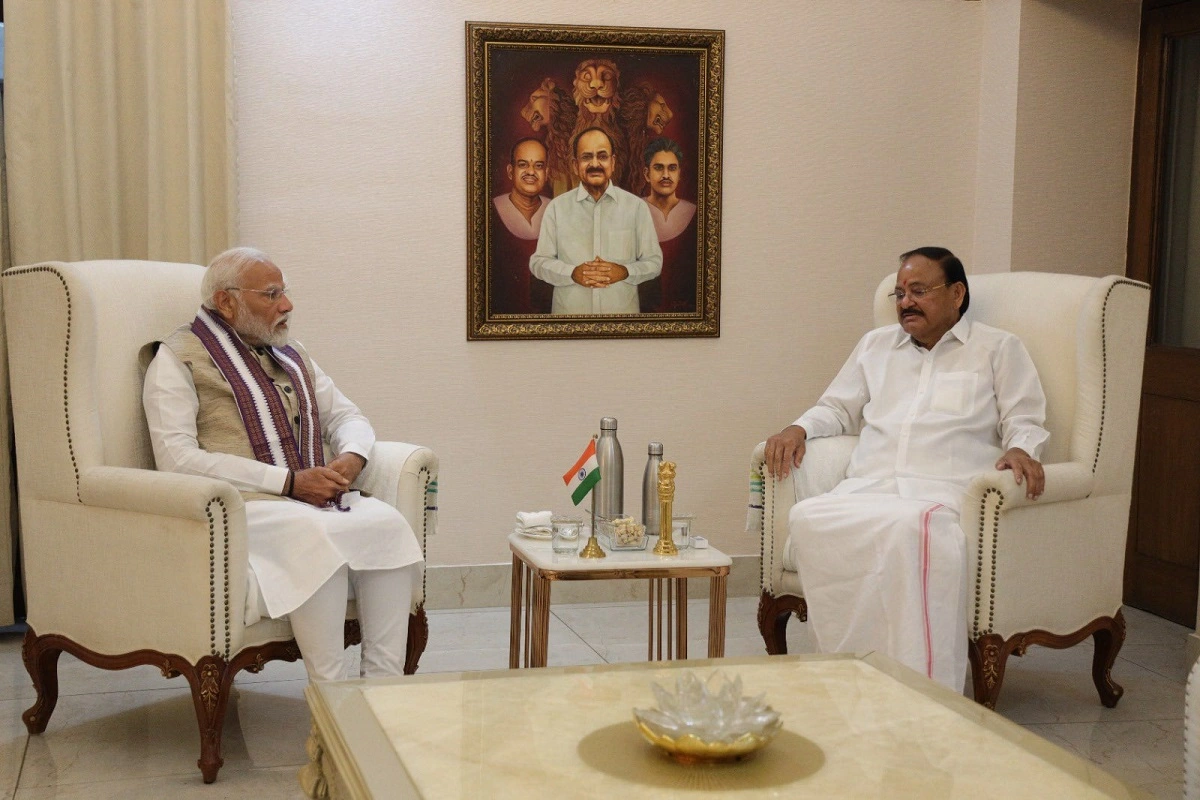 PM Modi Visits Former Vice President Venkaiah Naidu At His Thyagaraja Marg Residence In New Delhi