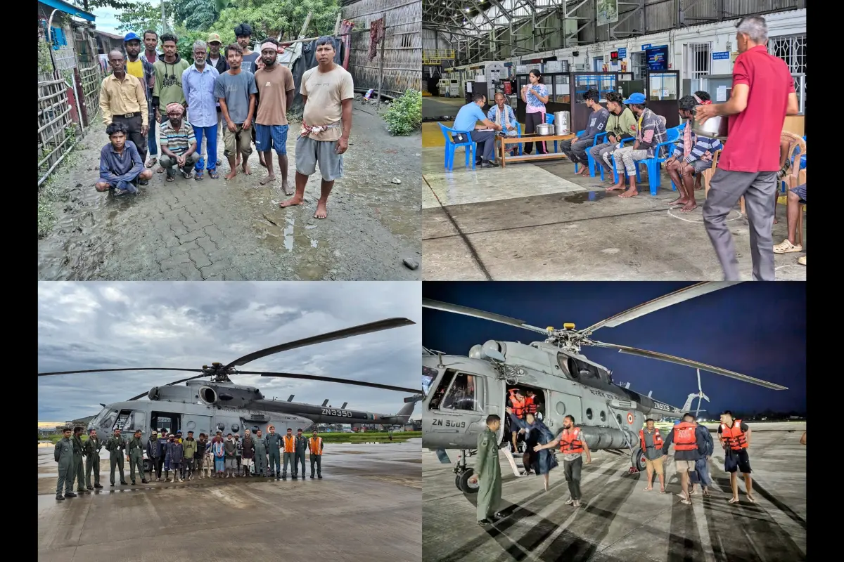 IAF Rescues 13 Fishermen Stranded In Flooded Brahmaputra, Assam