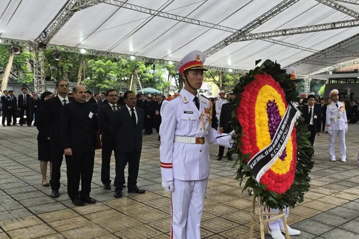 NSA Doval attends state funeral of Nguyen Phu Trong In Hanoi