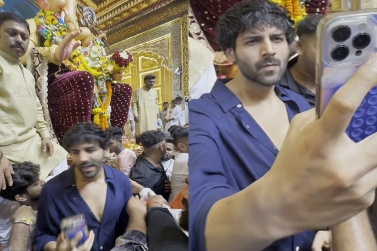 Kartik Aaryan Seeks Blessings At Lalbaugcha Raja During Ganesh Chaturthi