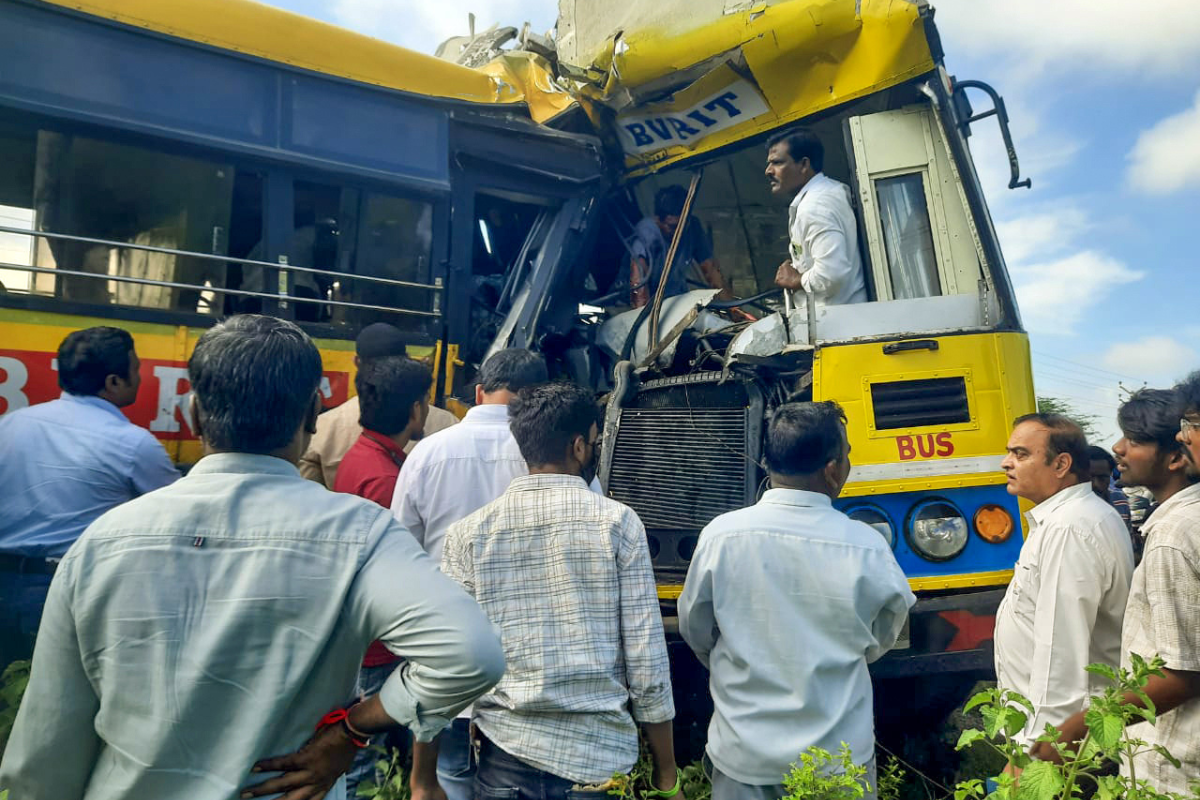 Bus Collision In Telangana Leaves One Dead, 20 Students Injured