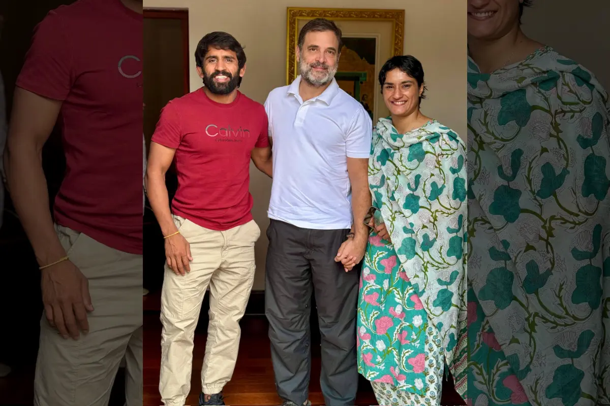 Wrestlers Vinesh Phogat & Bajrang Punia Meet Rahul Gandhi Amidst Haryana Election Buzz