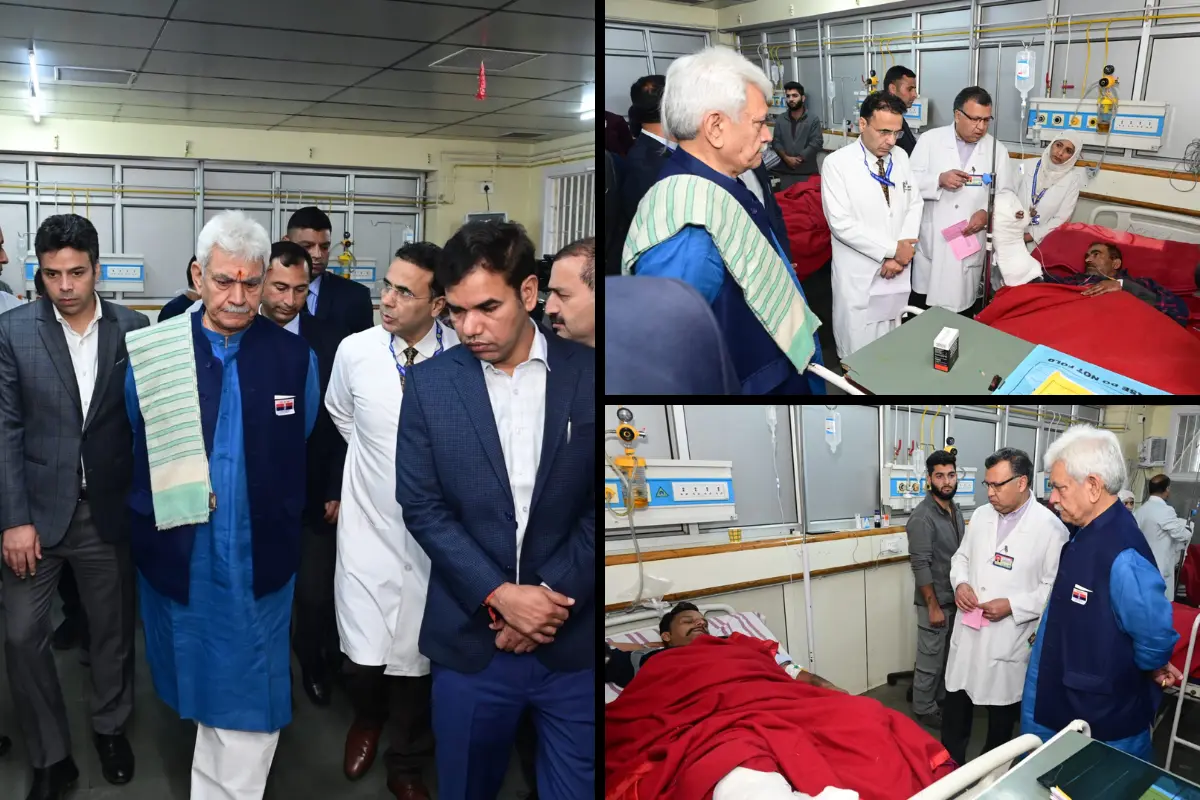 LG Manoj Sinha Visits SKIMS Hospital; Urges Justice Following Gagangir Terror Attack