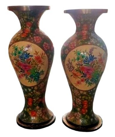 Papier Mache Gold work Vase Pair