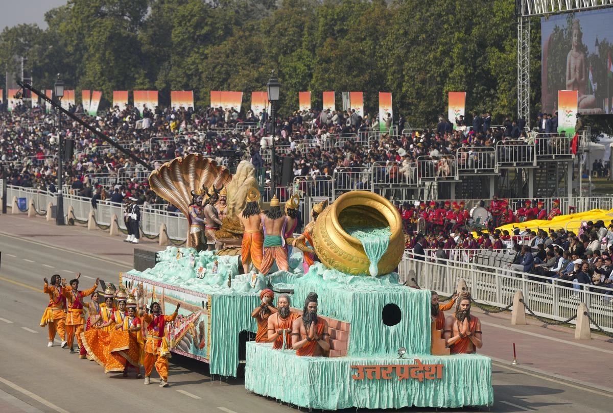 Uttar Pradesh Tableau Showcases Maha Kumbh's Divinity