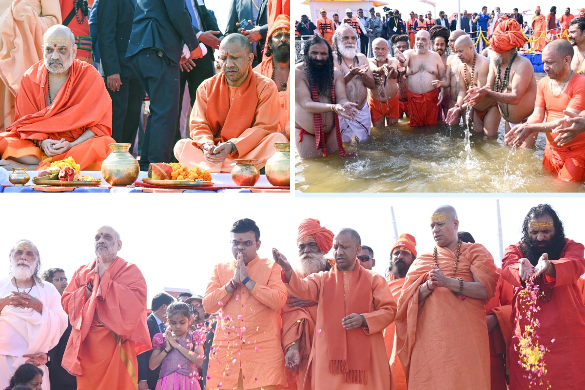 Amit Shah Takes Dip At Triveni Sangam