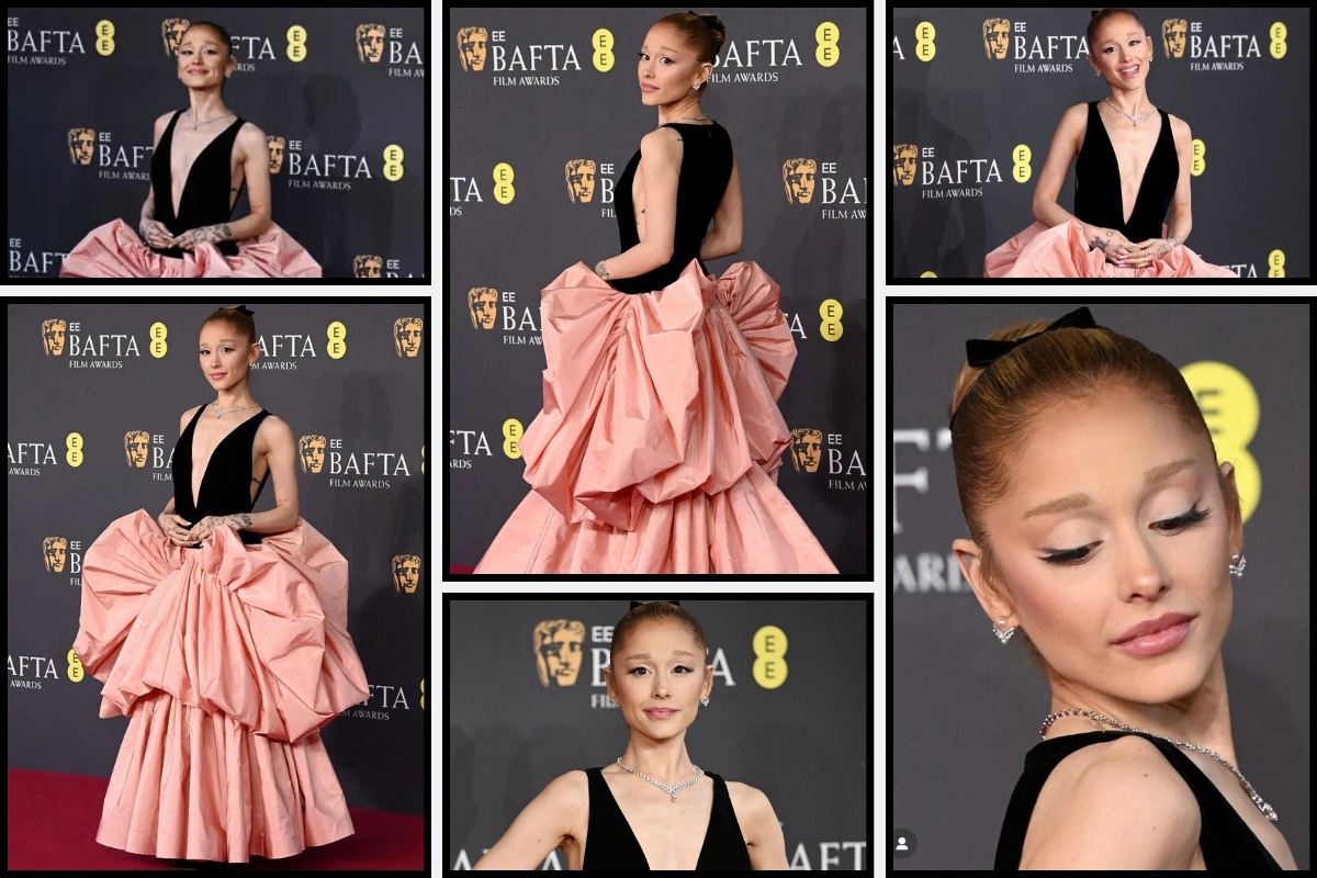 Ariana Grande Stuns In Pink And Black Gown At BAFTAs 2025