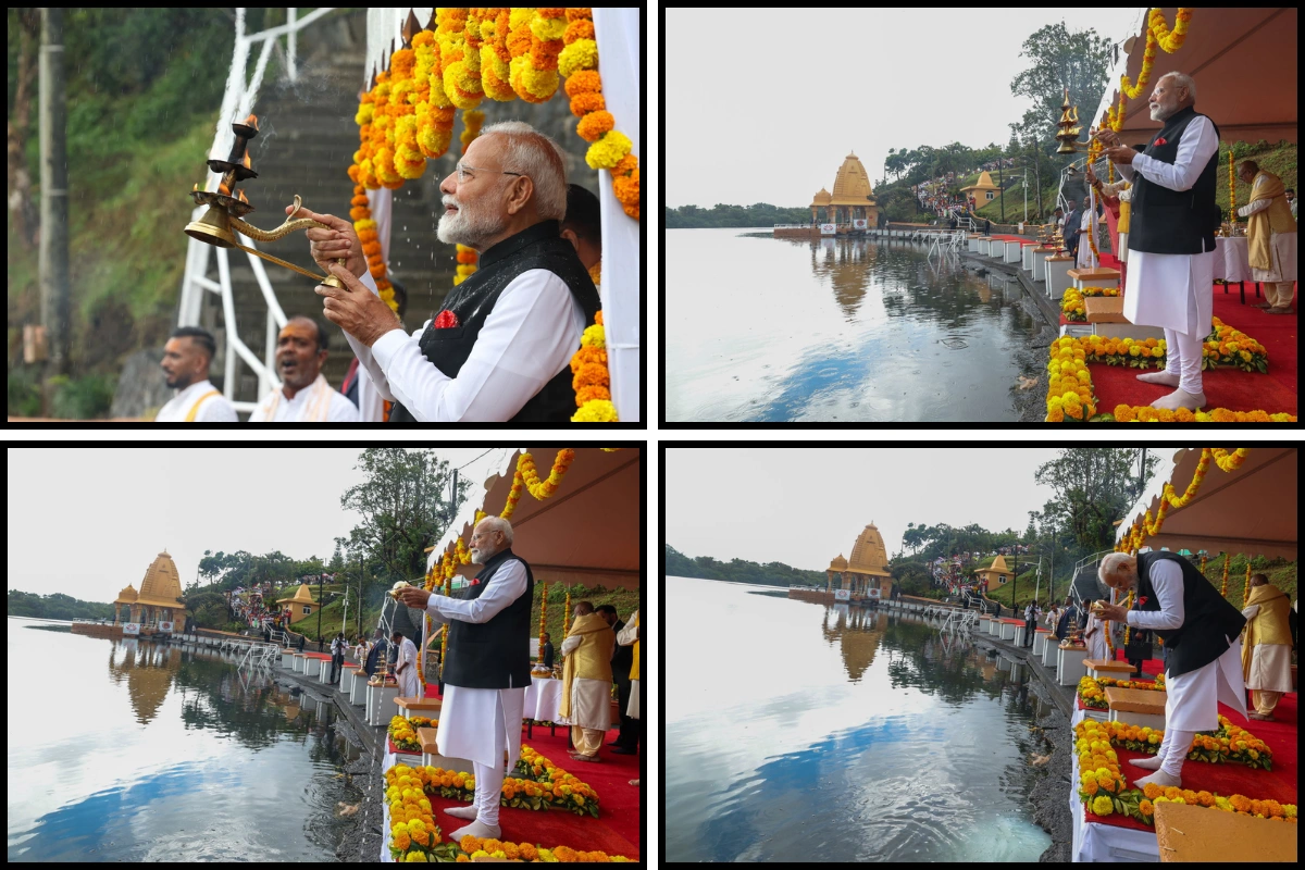 PM Modi Pours Ganga Water Into Mauritius’ Ganga Talao; Strengthens Spiritual Bonds