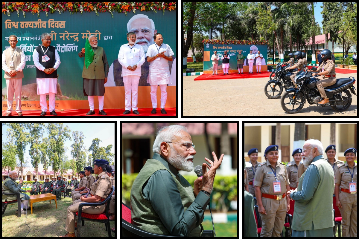 PM Modi Interacts With Gir Forest Staff; Takes Lion Safari On World Wildlife Day