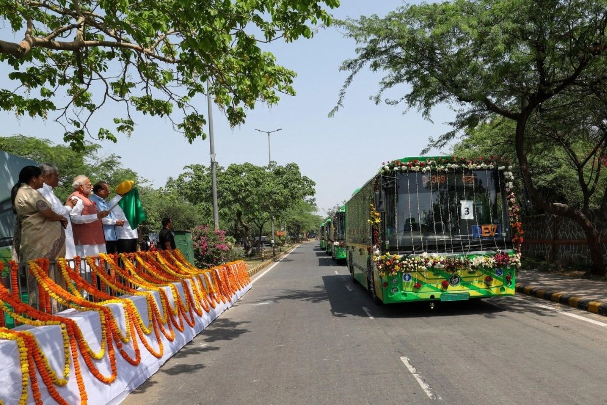 PM Modi Flags Off 200 Electric Buses To Promote Clean & Green Delhi
